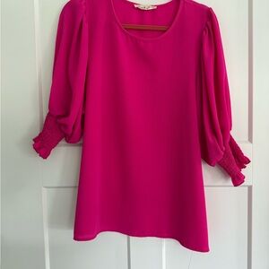 Vine & Love Fuchsia Blouse with Puff Sleeves